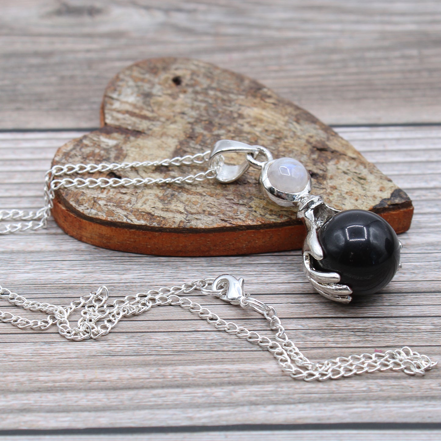 Healing Hands Crystal Pendant Black Agate