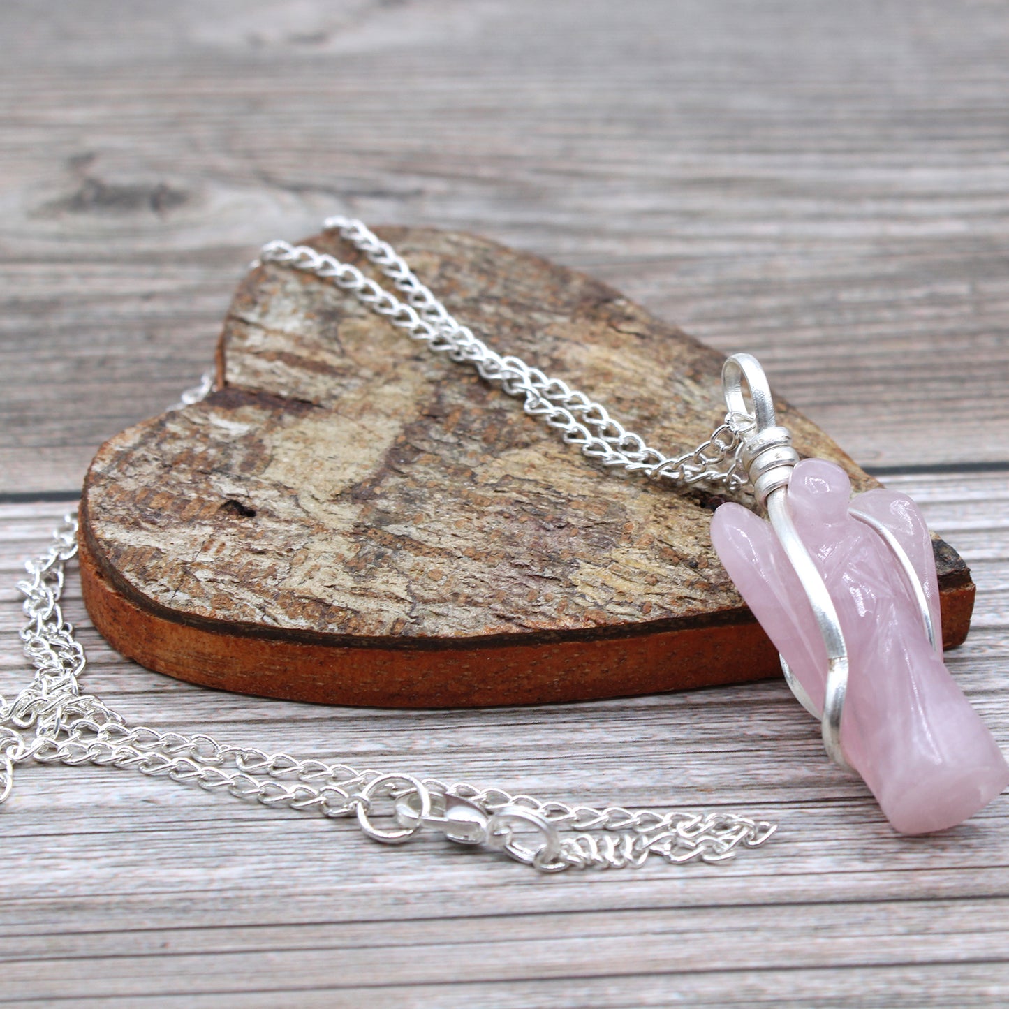 Guardian Angel Crystal Pendant Rose Quartz