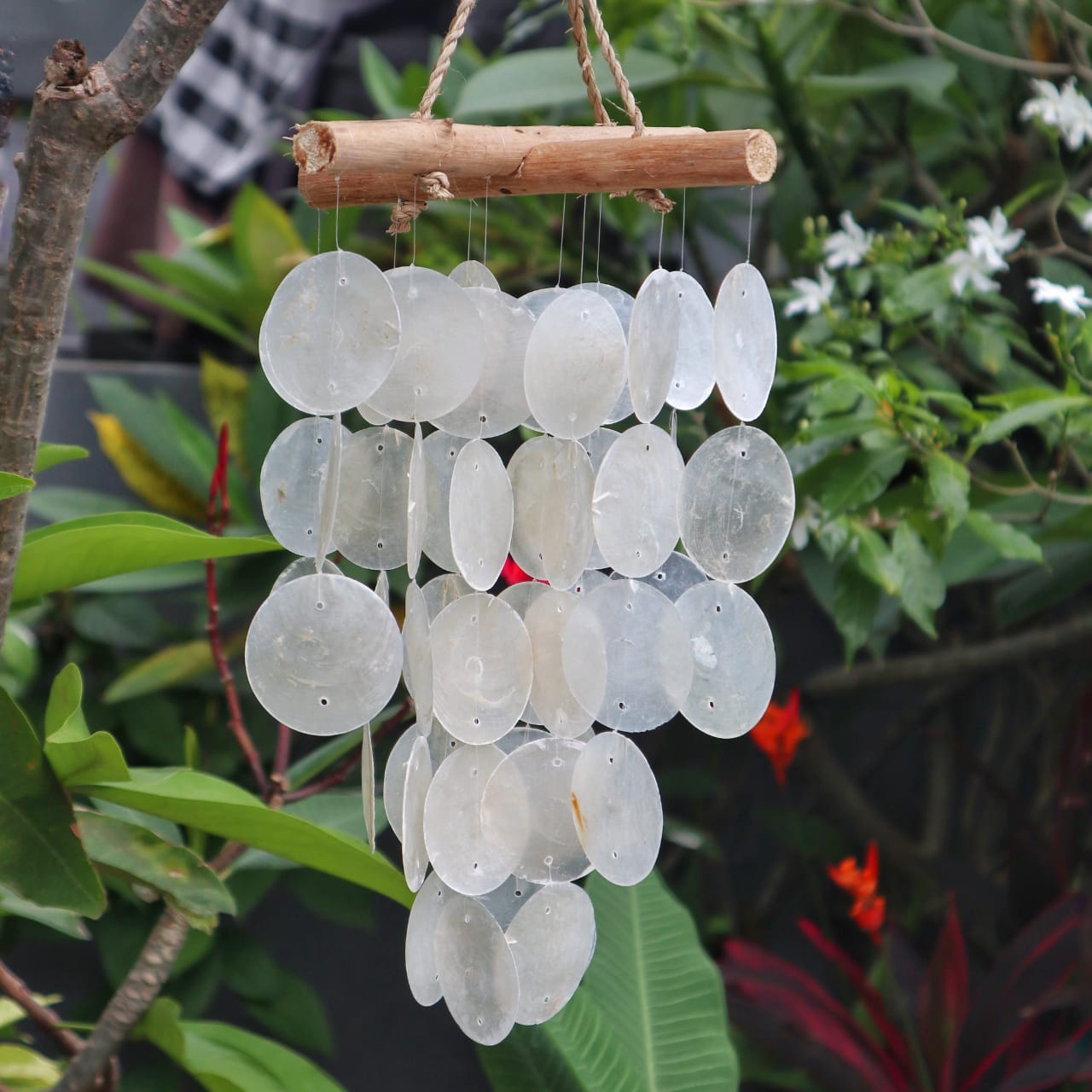 Driftwood Wind Chimes - Pearl Effect Cross