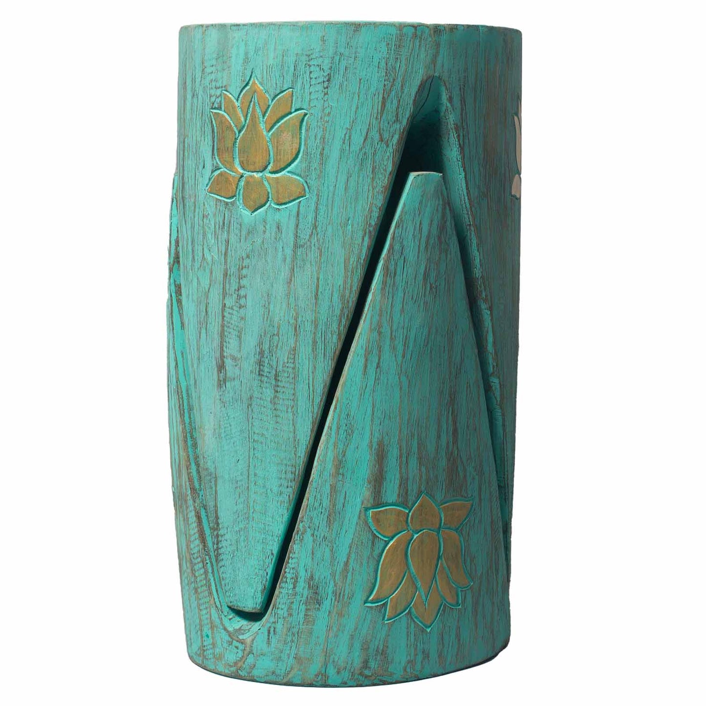 Interlocking Wooden Tribal Tables/Stool Set - Turquoise