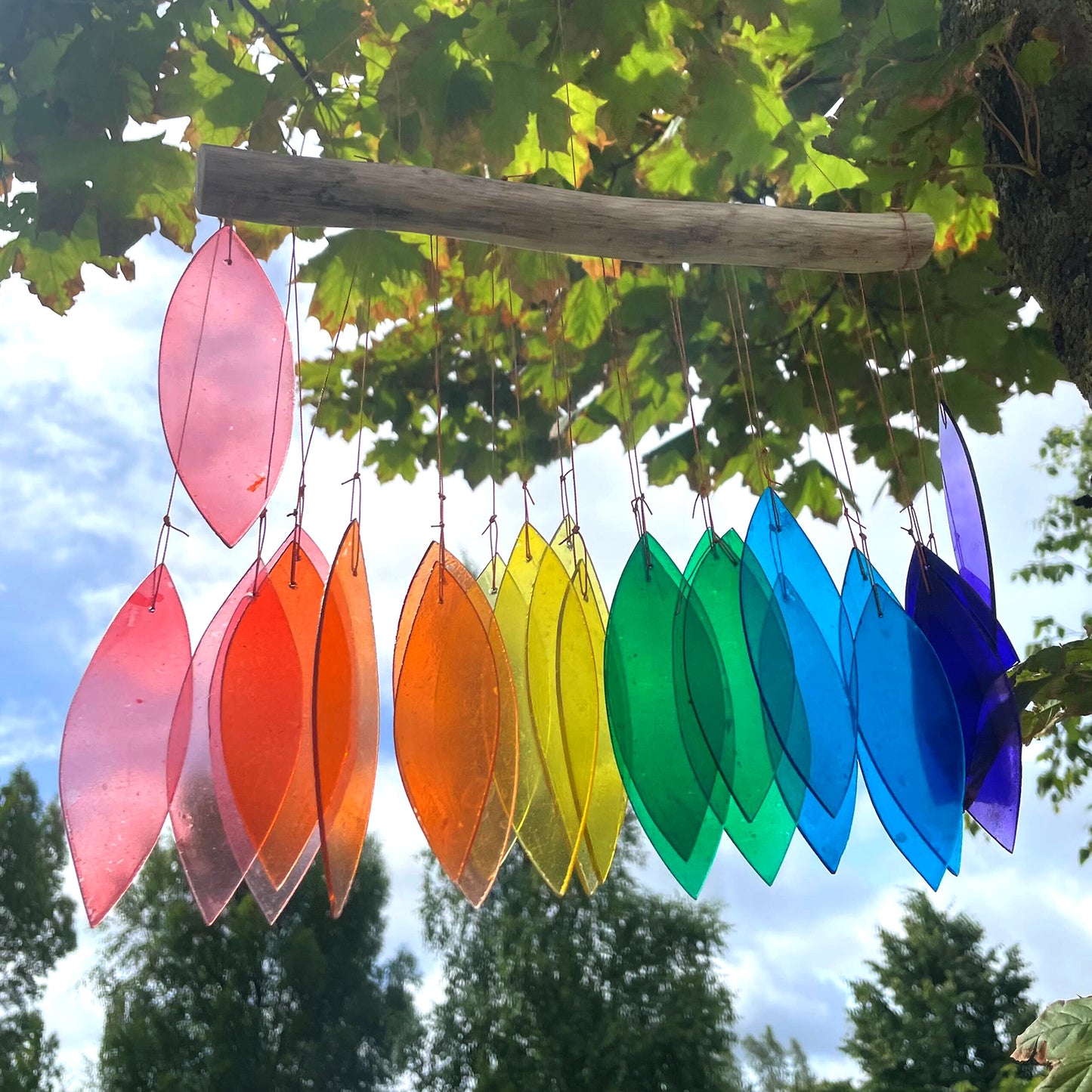 Recycled Glass Wind Chime - Rainbow