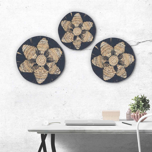 Handwoven Seagrass Wall Art - Set of 3 Black