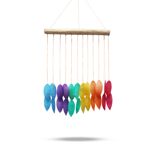 Rainbow Large Leaf Glass Wind Chimes