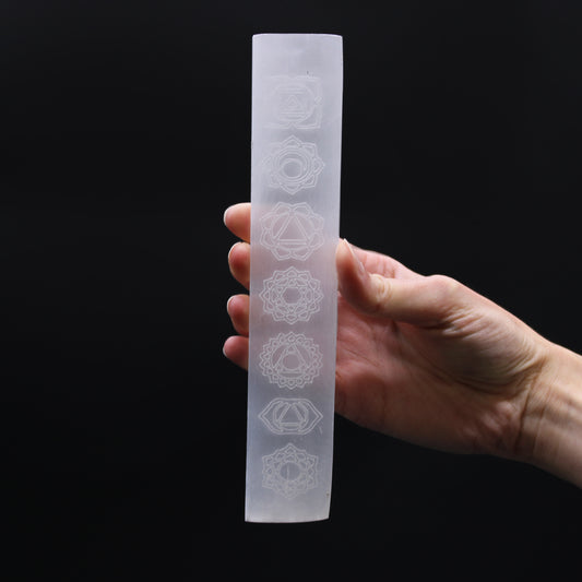 Selenite Chakra Flat Bar  Charging Plate 20cm