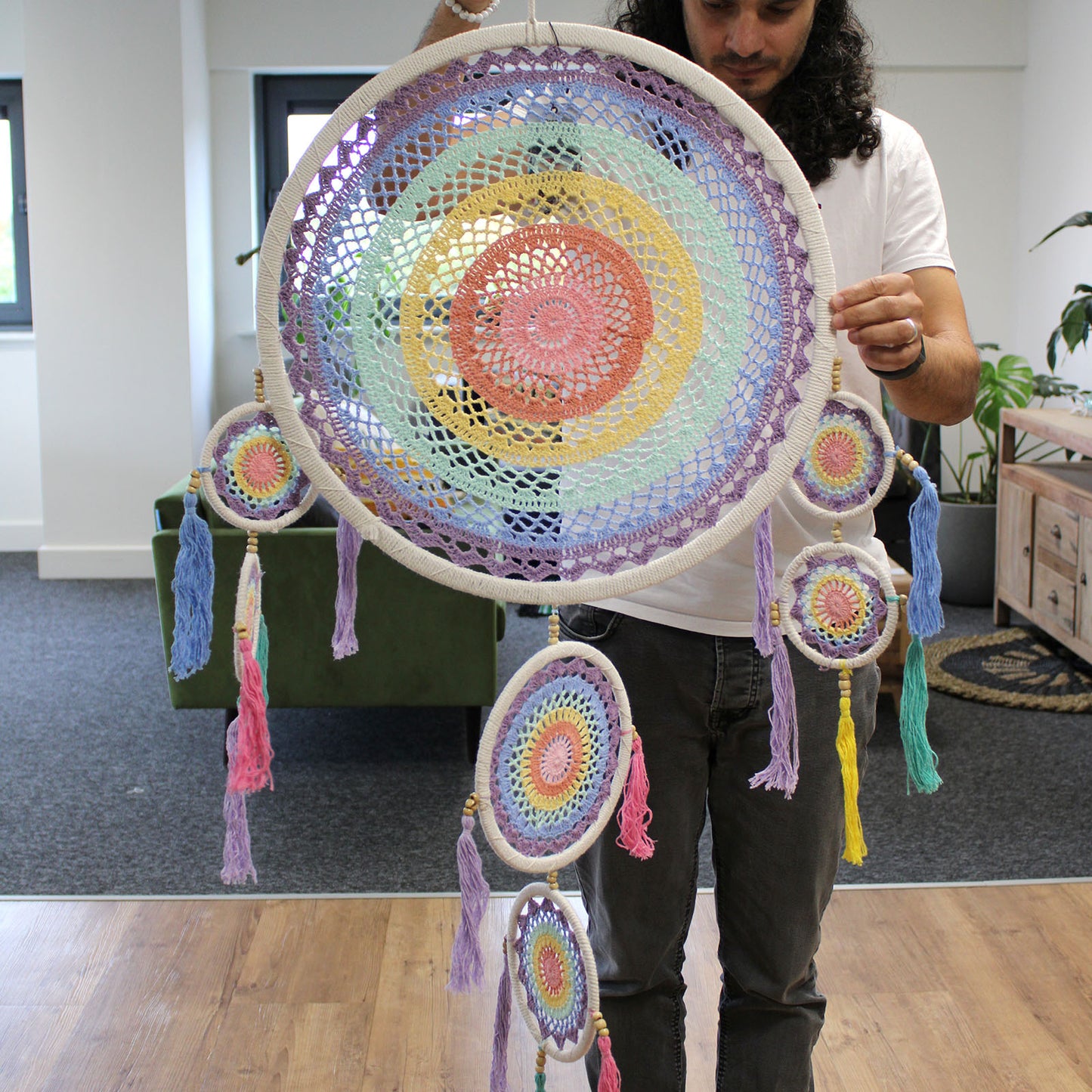 Large Dreamcatcher - Pastel Rainbow