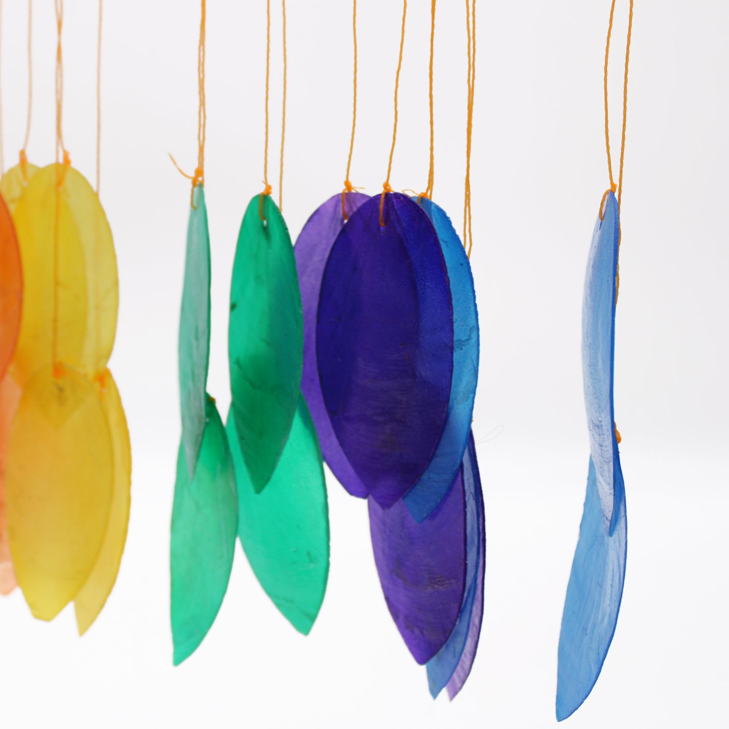 Rainbow Large Leaf Glass Wind Chimes