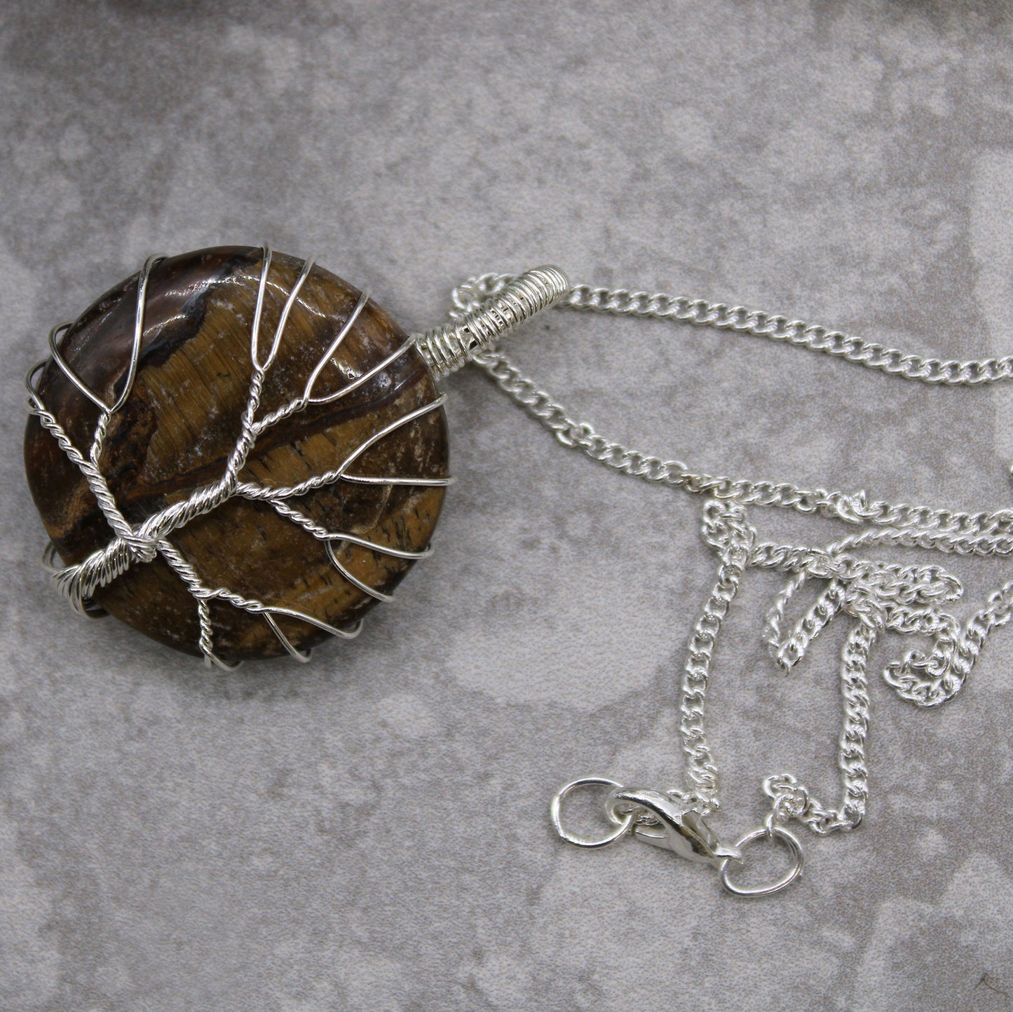 Tree Of Life Indian Crystal Necklace - Tiger's Eye