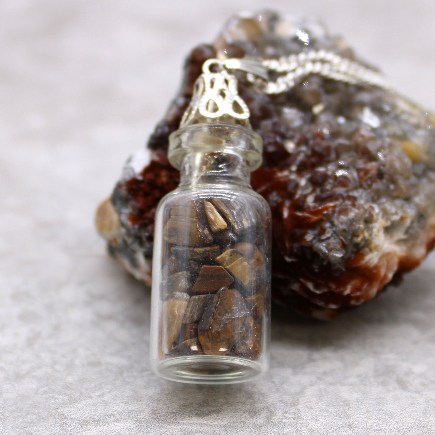 Bottled Indian Crystal Chips Necklace - Tiger's Eye