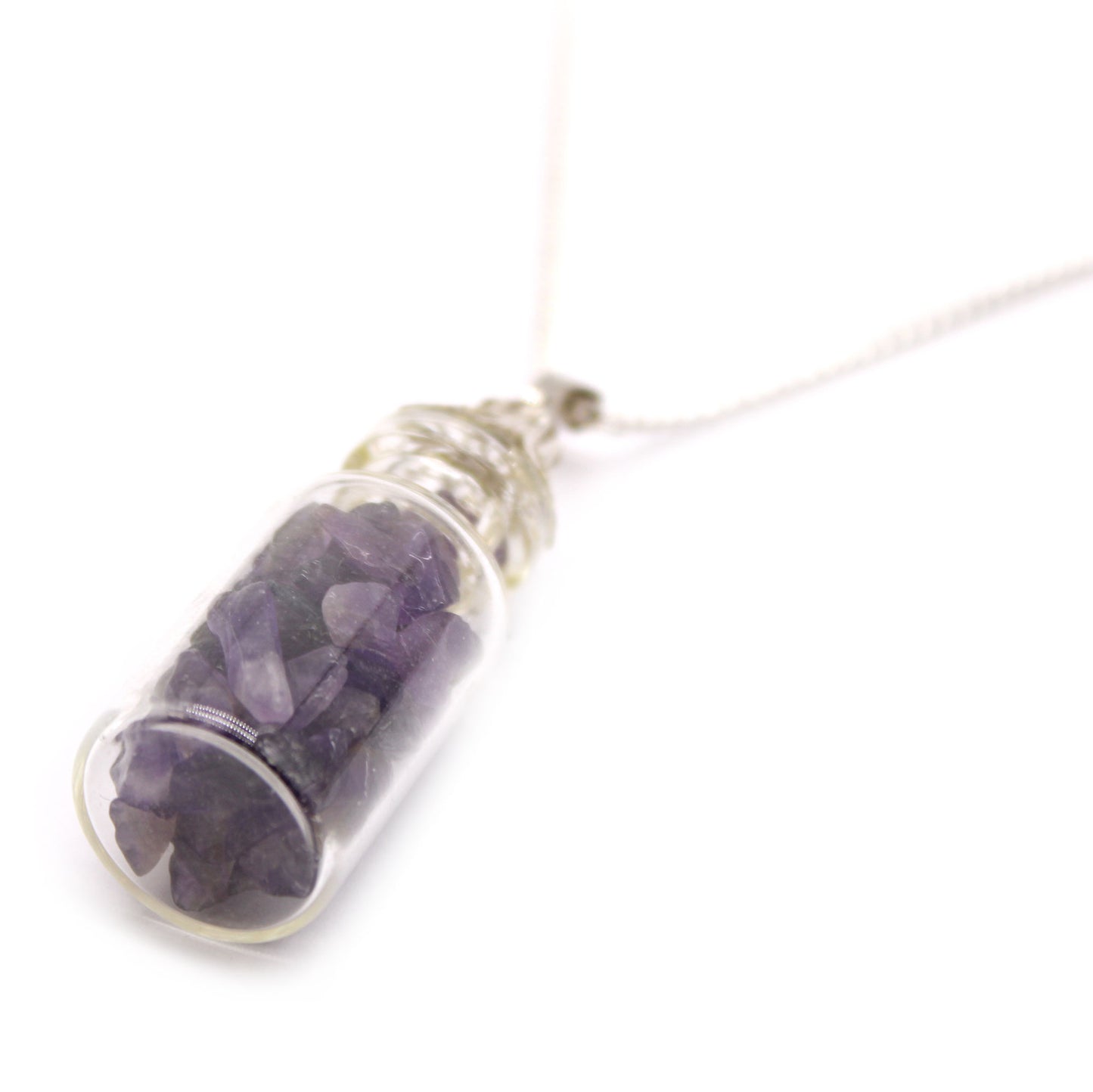 Bottled Indian Crystal Chips Necklace - Amethyst