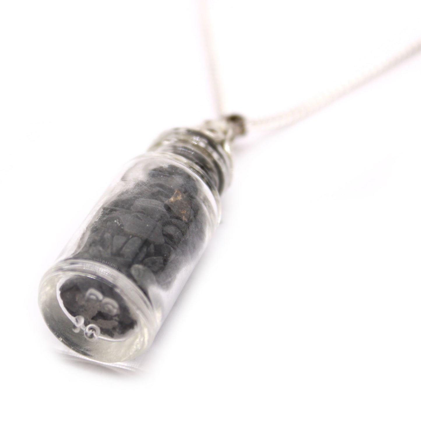 Bottled Indian Crystal Chips Necklace - Black Onyx