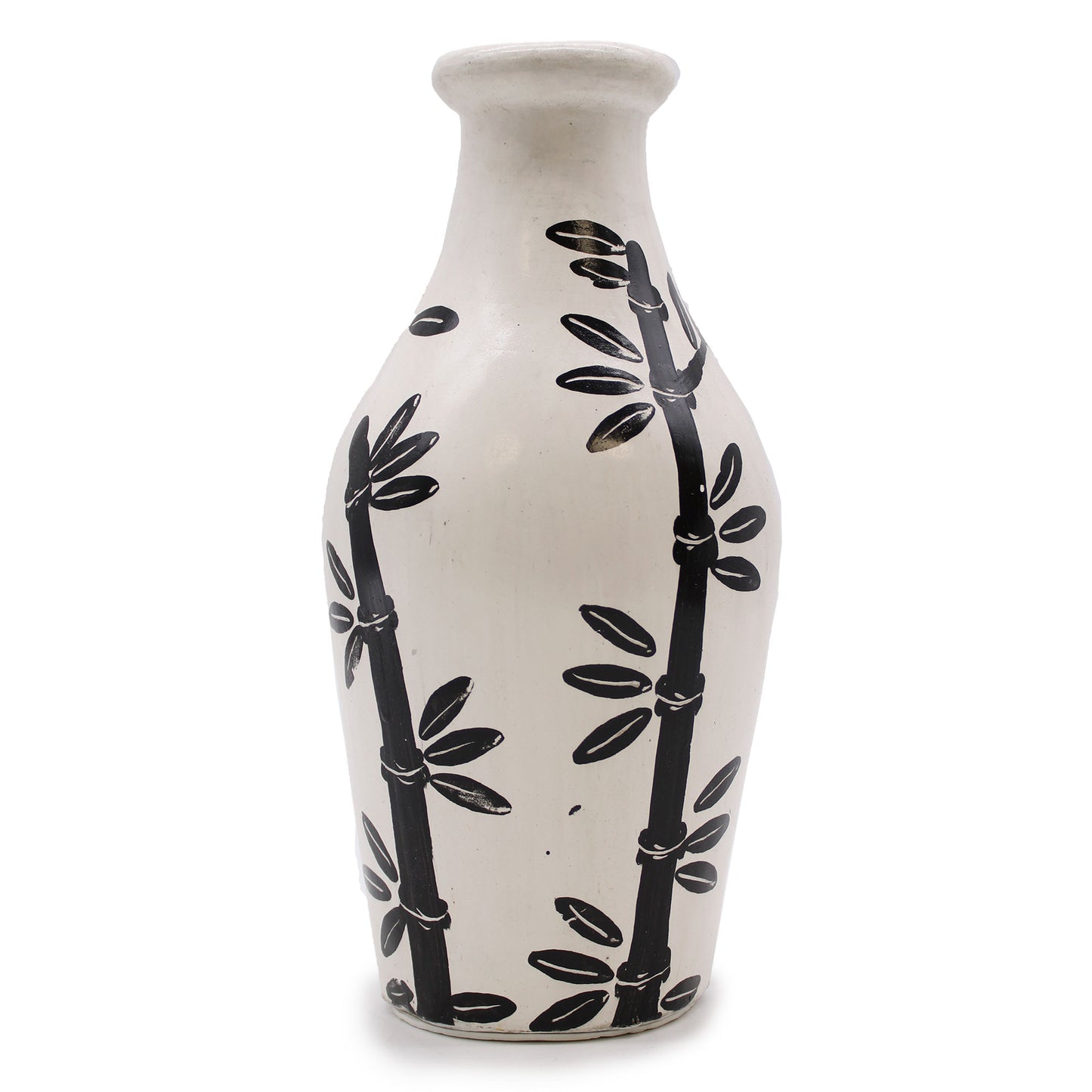 Handmade Balinese Ceramic Vase - Natural Bamboo Motif