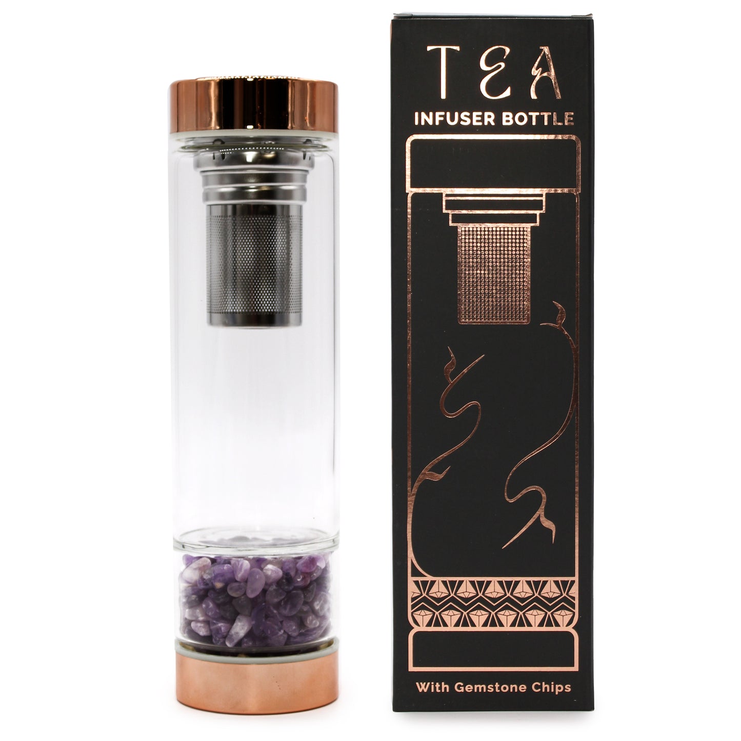 Crystal Glass Tea Infuser Bottle - Amethyst