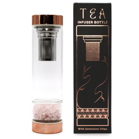 Crystal Glass Tea Infuser Bottle - Rose Quartz