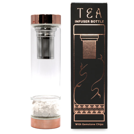 Crystal Glass Tea Infuser Bottle - Rock Quartz