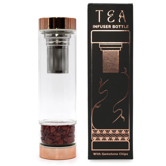 Crystal Glass Tea Infuser Bottle - Red Jasper