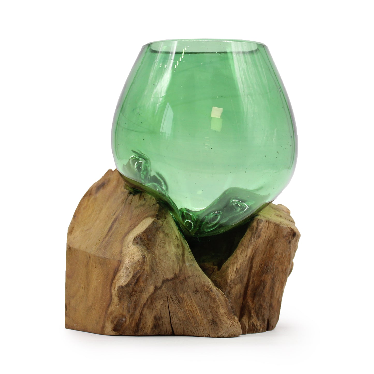 Recycled Beer Bottles Molten Glass On Wood - Small Bowl