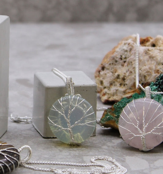 Tree Of Life Indian Crystal Necklace - Opalite