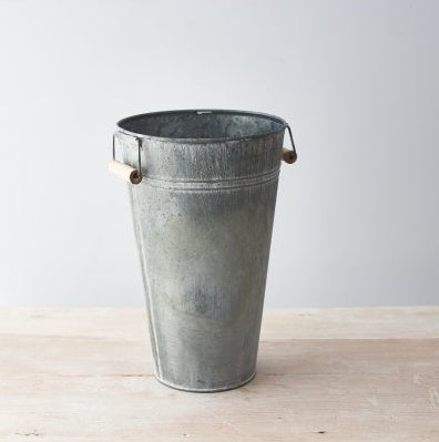 Distressed Metal Flower Bucket