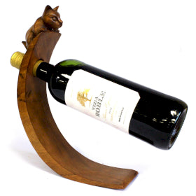 Wooden Balance Wine Holder - Cat