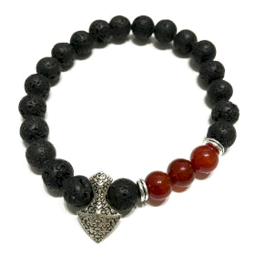 Lava Stone & Red Carnelian Bracelet