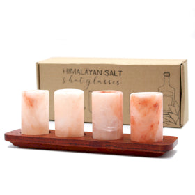 Set Of 4 Himalayan Shot Glasses With Wooden Tray