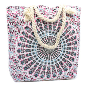 Rope Handle Mandala Bag - Pink/Electric Blue