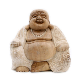 Hand Carved Suar Wood Laughing Buddha