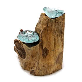 Molten Glass Double Candle Holder On Wood