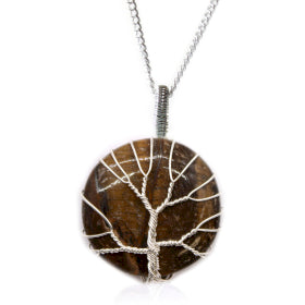 Tree Of Life Indian Crystal Necklace - Tiger's Eye