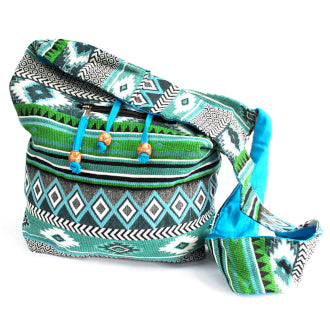 Jacquard Large Sling Bag - Teal