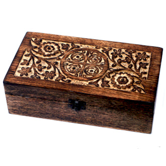 Carved Mango Wood Aromatherapy Box