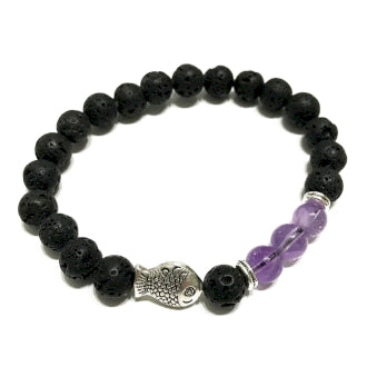 Lava Stone & Amethyst Bracelet