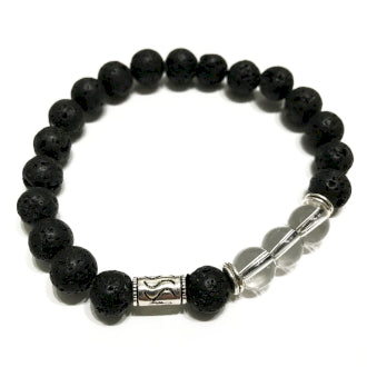 Lava Stone & Rock Quartz Bracelet