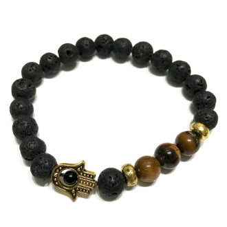 Lava Stone & Tiger's Eye Bracelet