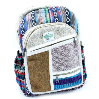 Natural Hemp And Cotton Zig Zag Backpack