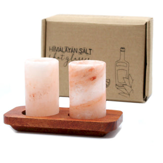 Set Of 2 Himalayan Shot Glasses With Wooden Tray