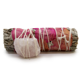 Love Spirit Sage Smudge Stick Wuth Rose Quartz