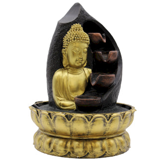 Table Top Water Feature - Gold Buddha & Pouring Pots