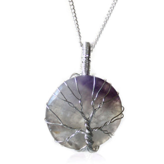 Tree Of Life Indian Crystal Necklace - Amethyst