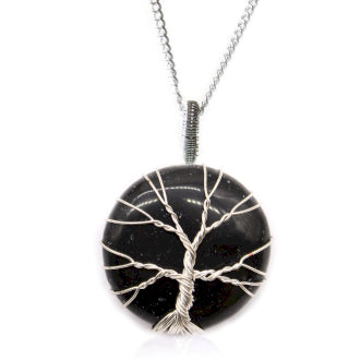 Tree Of Life Indian Crystal Necklace - Black Onyx