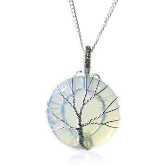 Tree Of Life Indian Crystal Necklace - Opalite