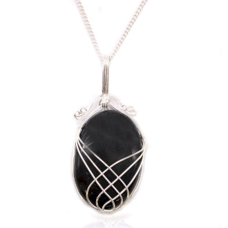 Swirl Wrapped Indian Crystal Neckalce - Black Onyx