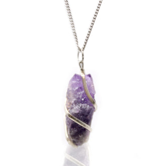 Cascade Wrapped Indian Crystal Necklace - Rough Amethyst