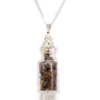 Bottled Indian Crystal Chips Necklace - Tiger's Eye