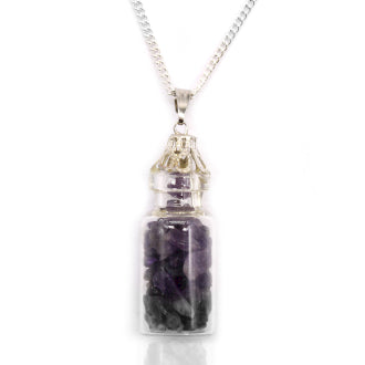 Bottled Indian Crystal Chips Necklace - Amethyst