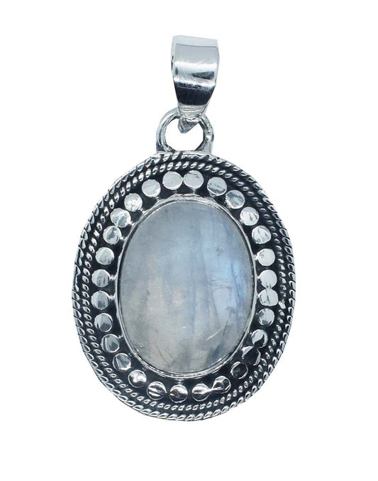 Silver Moonstone Oval Pendant