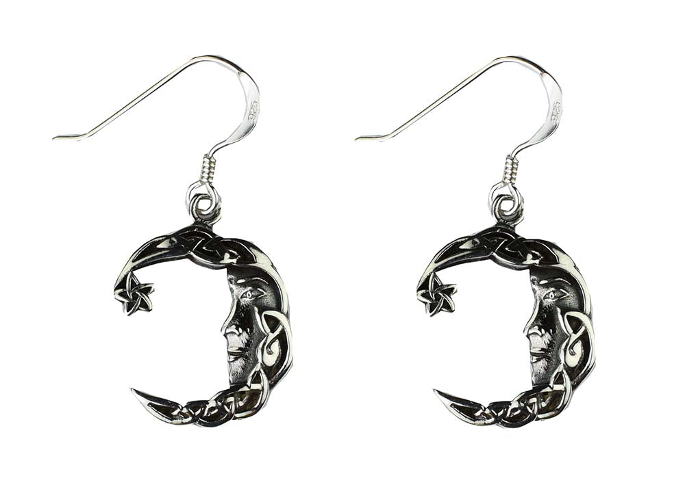 Sterling Silver Celtic Moon Earrings