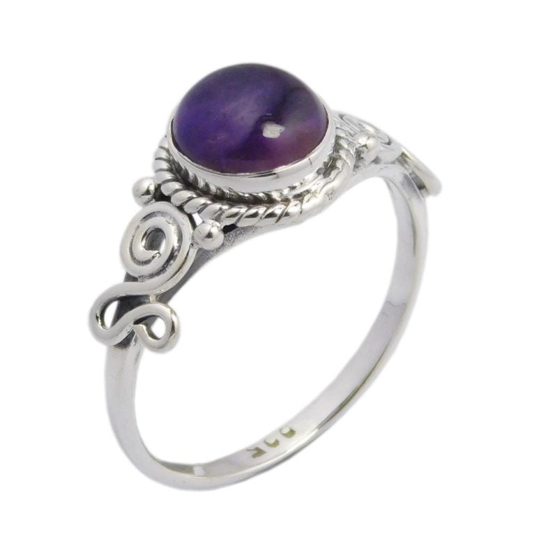 Sterling Silver And Amethyst Ring Size S