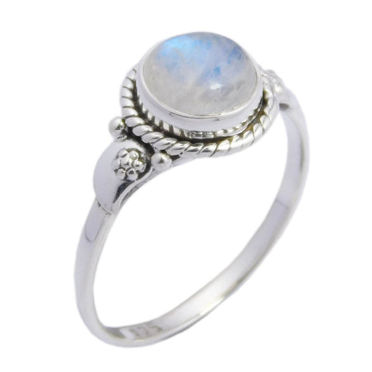 Sterling Silver And Rainbow Moonstone Ring Size Q