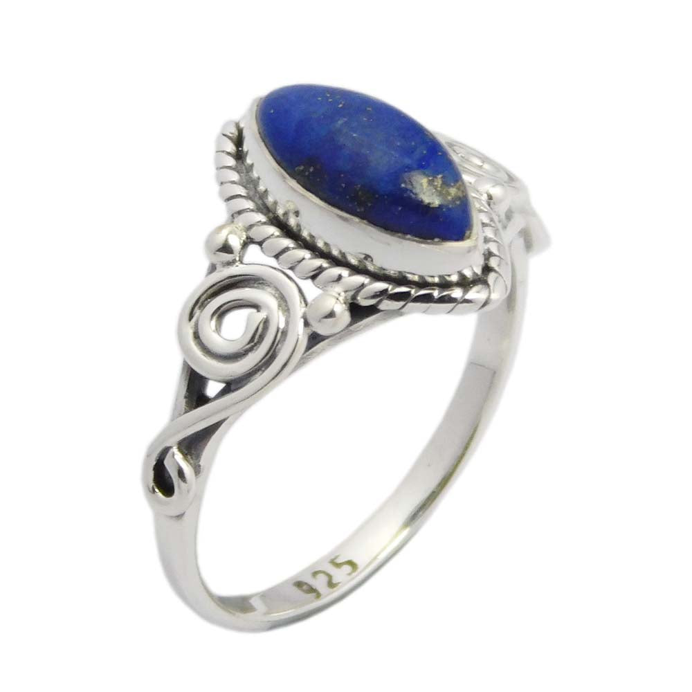 Sterling Silver Lapis Lazuli Ring - Size L